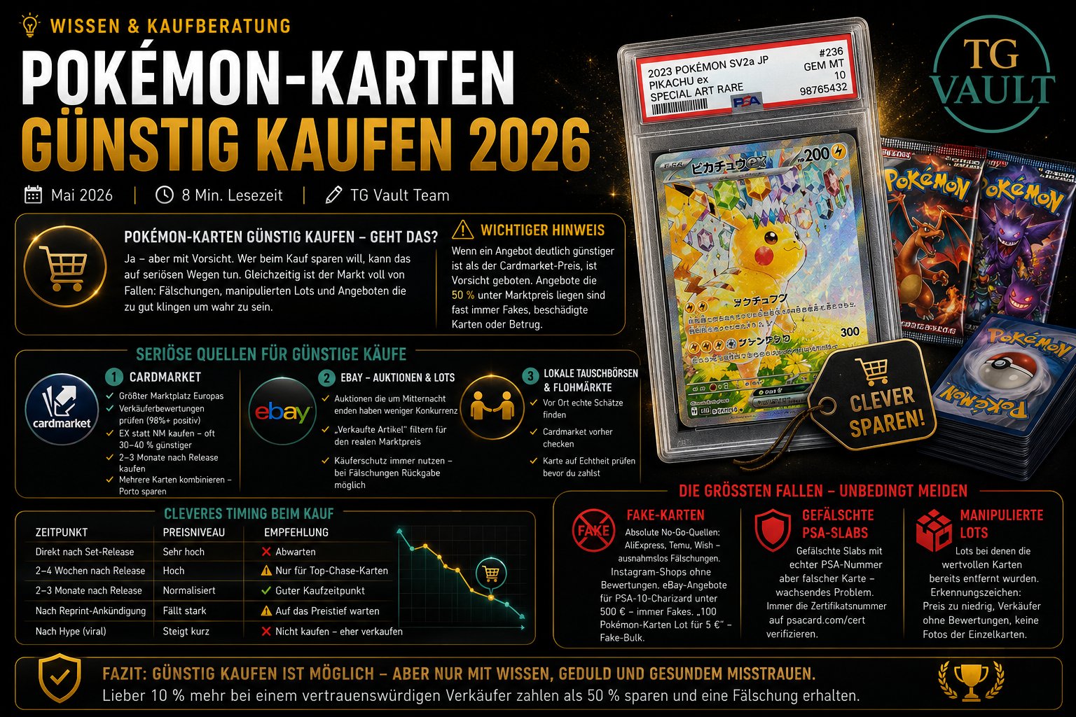 Pokémon-Karten günstig kaufen 2026 – Vergleich von Cardmarket, eBay-Auktionen und Flohmärkten mit Warnung vor Fake-Karten